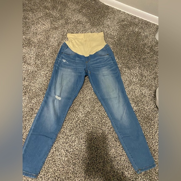 Distressed Maternity Denim Leggings - Picture 2 of 5